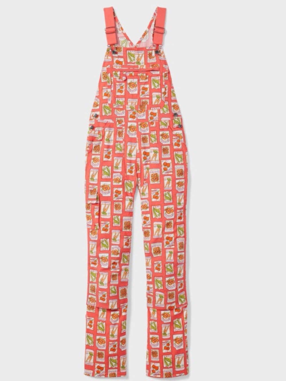 NWT Duluth Medium x35L Heirloom Gardening Bib Overalls Coral Seed Packets Farm - Picture 8 of 9